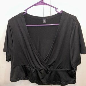 SHEIN Black Wrap V-Neck Blouse